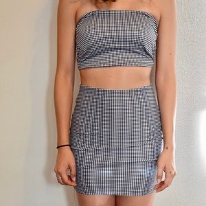 Gingham Picnic Tube / Crop Top + Skirt Set Co-ord